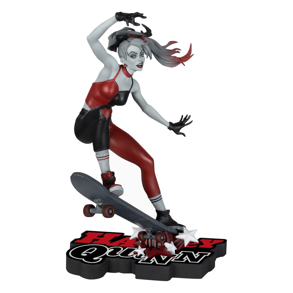 DC Direct Harley Quinn: Statua rossa, bianca e nera 1/10 Harley Quinn di Ivan Tao 20 cm