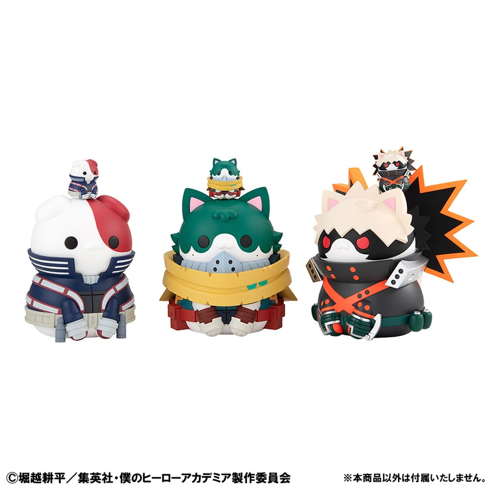 My Hero Academia Mega Cat Project Nyanto! The Big Heroaca Cats Series Trading Figure 3-Pack Izuku Midoriya & Katsuki Bakugo & Shoto Todoroki 12 cm