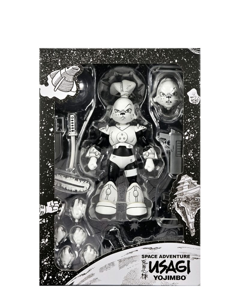 Action figure di Usagi Yojimbo Space Usagi Yojimbo in bianco e nero, 18 cm