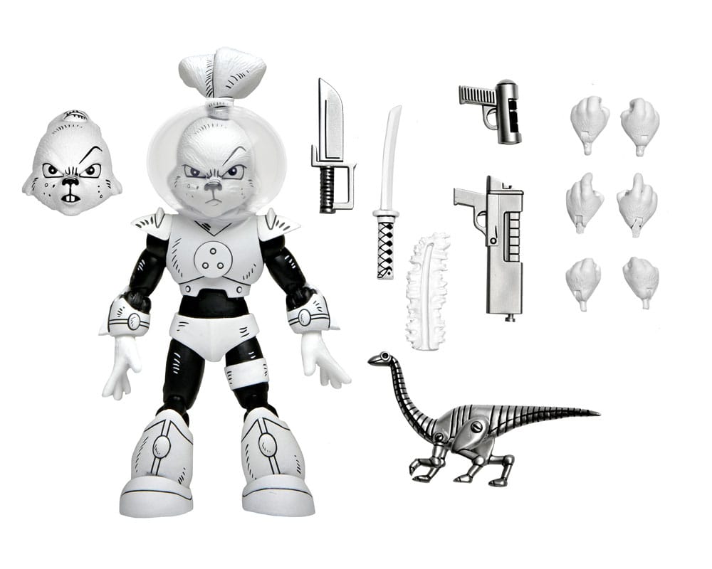 Action figure di Usagi Yojimbo Space Usagi Yojimbo in bianco e nero, 18 cm