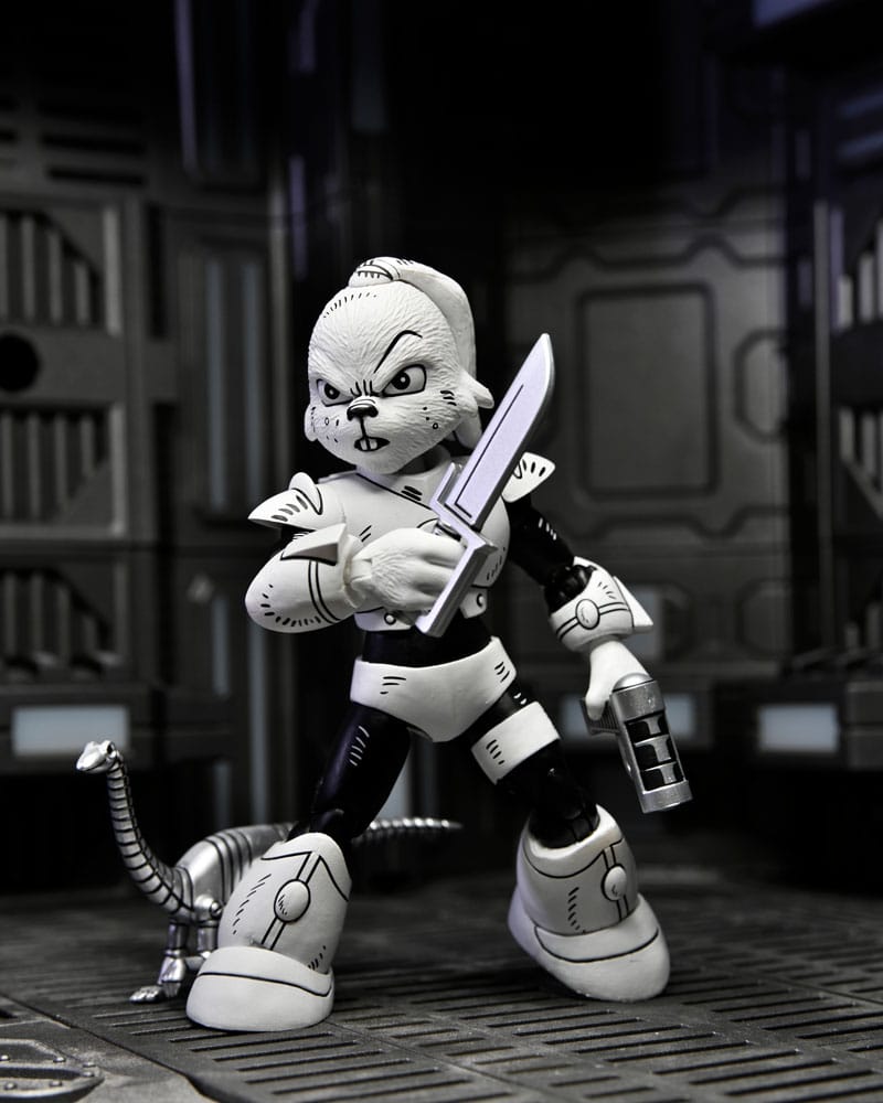 Action figure di Usagi Yojimbo Space Usagi Yojimbo in bianco e nero, 18 cm