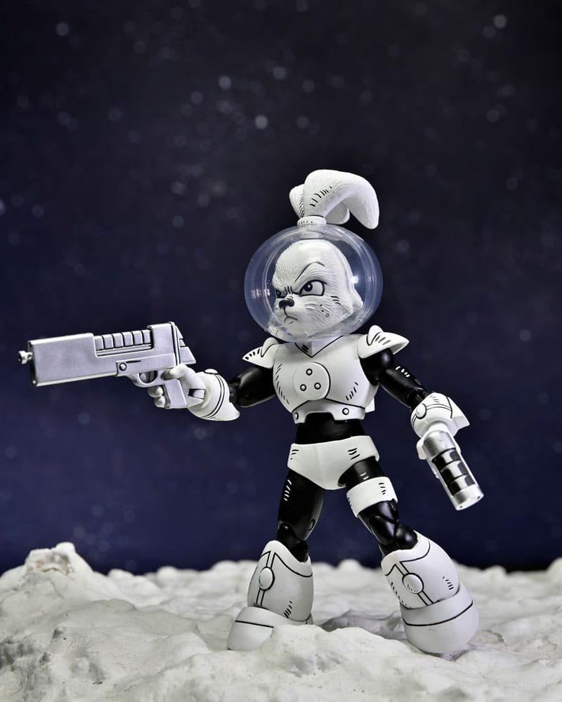Action figure di Usagi Yojimbo Space Usagi Yojimbo in bianco e nero, 18 cm