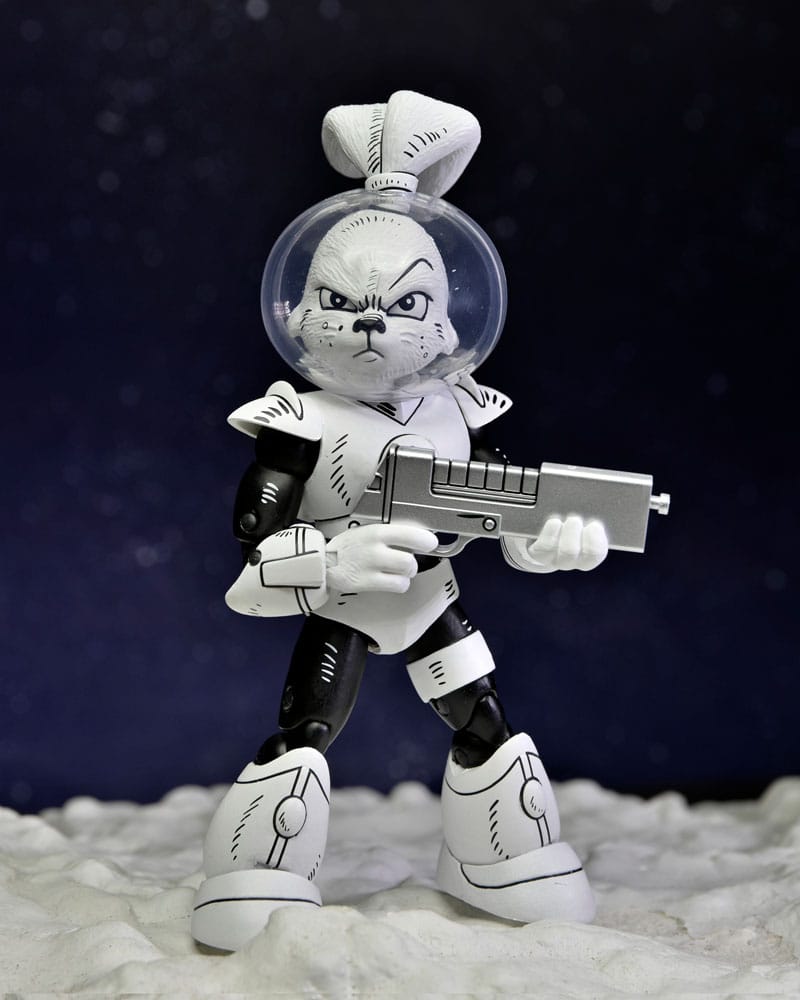 Action figure di Usagi Yojimbo Space Usagi Yojimbo in bianco e nero, 18 cm