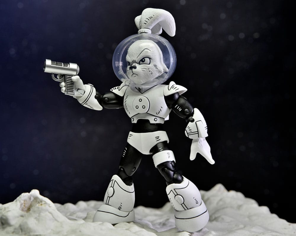 Action figure di Usagi Yojimbo Space Usagi Yojimbo in bianco e nero, 18 cm
