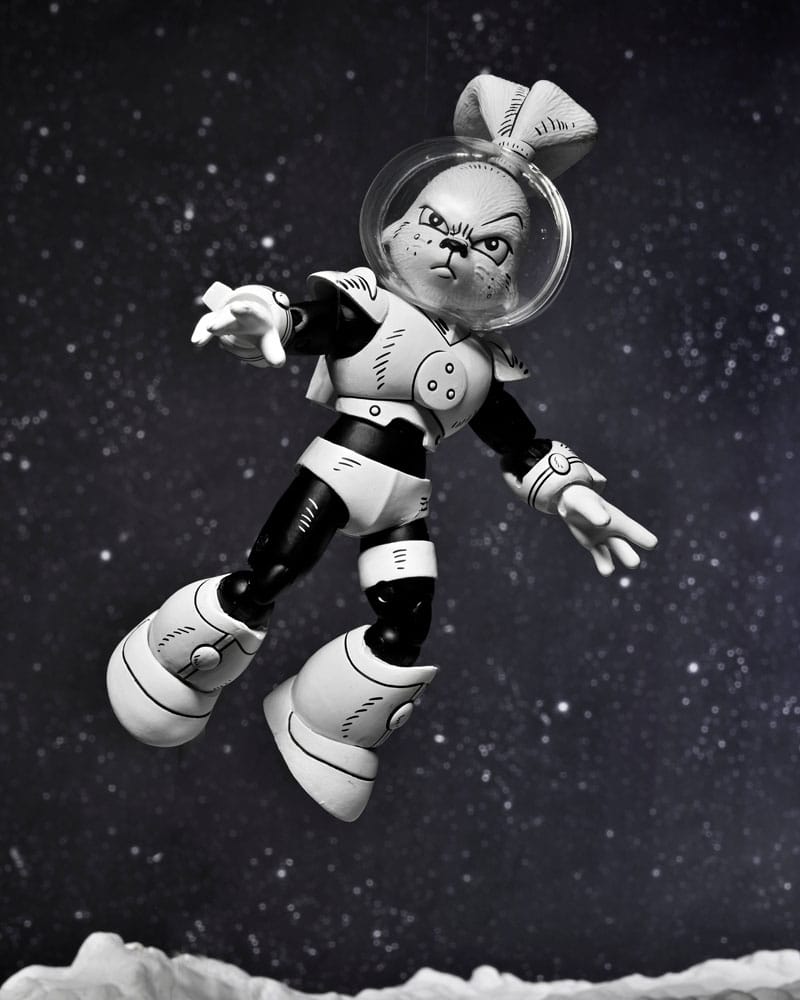 Action figure di Usagi Yojimbo Space Usagi Yojimbo in bianco e nero, 18 cm