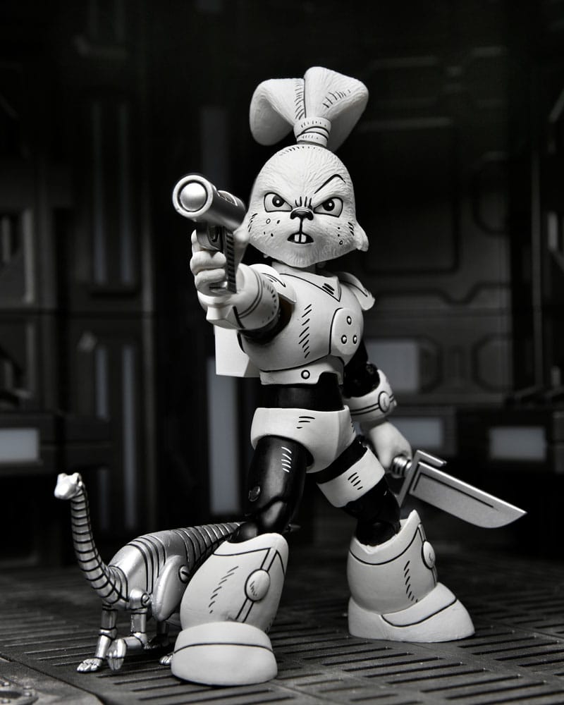 Action figure di Usagi Yojimbo Space Usagi Yojimbo in bianco e nero, 18 cm