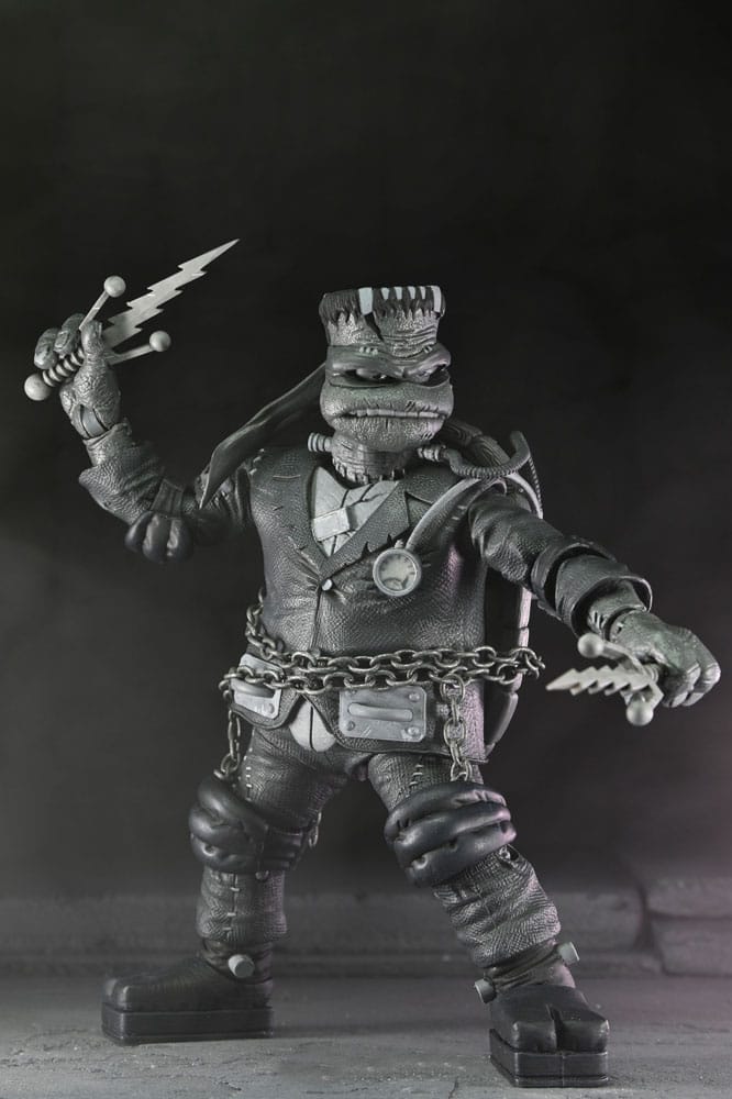 Action figure Universal Monsters x Teenage Mutant Ninja Turtles, confezione da 4, Tartarughe nere e bianche, 18 cm