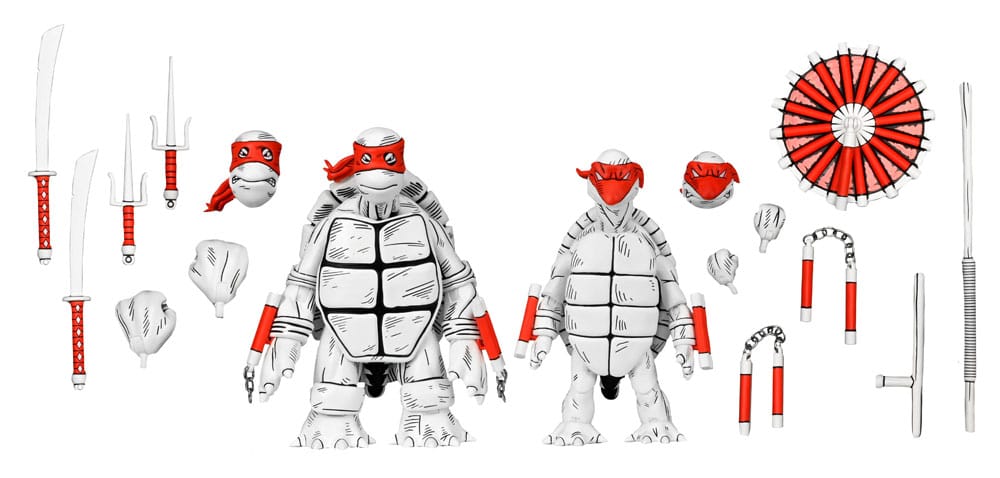 Teenage Mutant Ninja Turtles (Mirage Comics) Action Figures 2-Pack Black and White First Turtles 18 cm