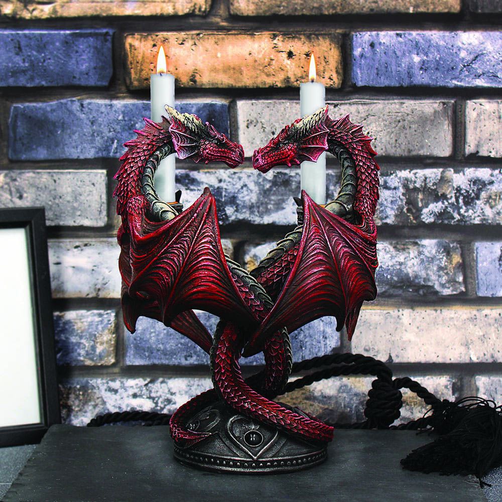 Portacandele Anne Stokes Dragon Heart Edizione San Valentino 23 cm