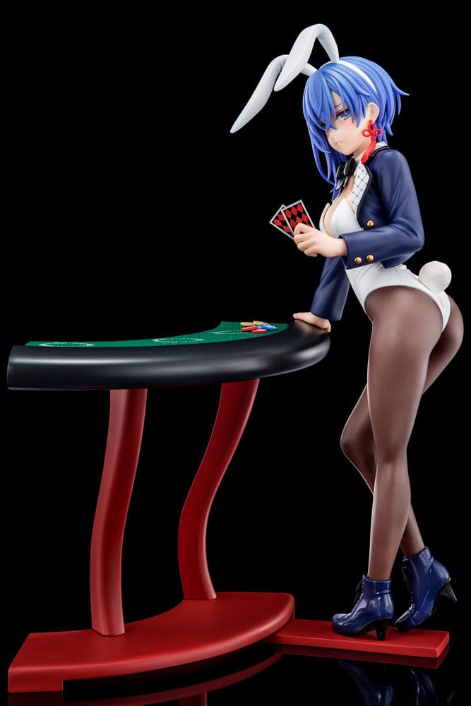 Statua 1/6 del Maestro di Spada Demoniaca dell'Accademia Excalibur Sakuya Sieglinde con costume da coniglio blu lapislazzuli e sistema di gimmick Nip Slip da 25 cm