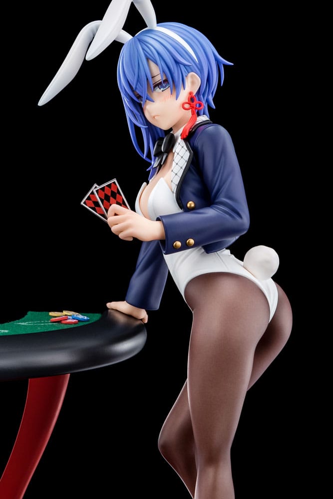 Statua 1/6 del Maestro di Spada Demoniaca dell'Accademia Excalibur Sakuya Sieglinde con costume da coniglio blu lapislazzuli e sistema di gimmick Nip Slip da 25 cm