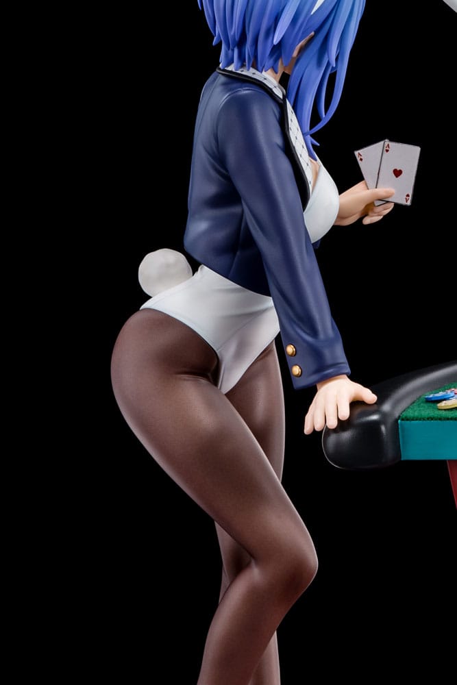 Statua 1/6 del Maestro di Spada Demoniaca dell'Accademia Excalibur Sakuya Sieglinde con costume da coniglio blu lapislazzuli e sistema di gimmick Nip Slip da 25 cm