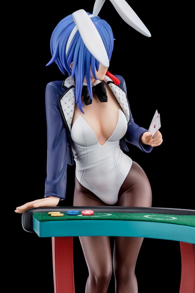 Statua 1/6 del Maestro di Spada Demoniaca dell'Accademia Excalibur Sakuya Sieglinde con costume da coniglio blu lapislazzuli e sistema di gimmick Nip Slip da 25 cm