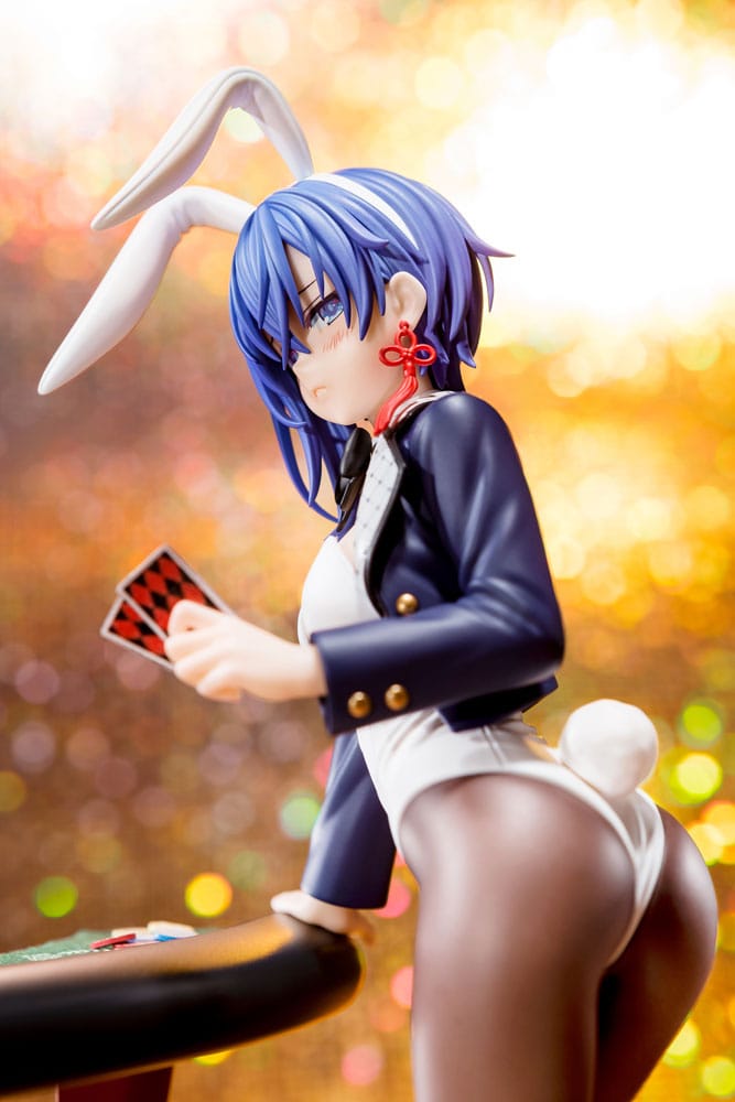 Statua 1/6 del Maestro di Spada Demoniaca dell'Accademia Excalibur Sakuya Sieglinde con costume da coniglio blu lapislazzuli e sistema di gimmick Nip Slip da 25 cm
