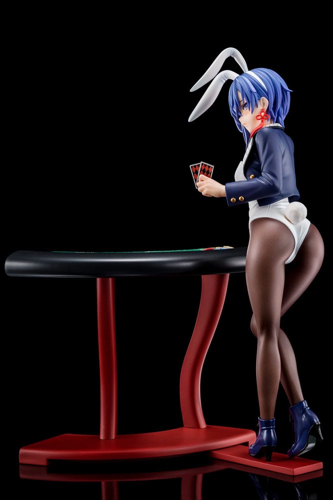 Statua 1/6 del Maestro di Spada Demoniaca dell'Accademia Excalibur Sakuya Sieglinde con costume da coniglio blu lapislazzuli e sistema di gimmick Nip Slip da 25 cm