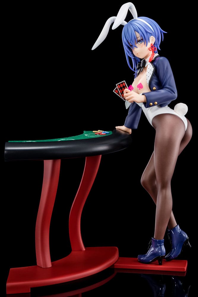 Statua 1/6 del Maestro di Spada Demoniaca dell'Accademia Excalibur Sakuya Sieglinde con costume da coniglio blu lapislazzuli e sistema di gimmick Nip Slip da 25 cm