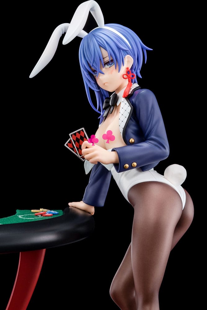 Statua 1/6 del Maestro di Spada Demoniaca dell'Accademia Excalibur Sakuya Sieglinde con costume da coniglio blu lapislazzuli e sistema di gimmick Nip Slip da 25 cm