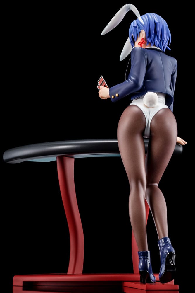 Statua 1/6 del Maestro di Spada Demoniaca dell'Accademia Excalibur Sakuya Sieglinde con costume da coniglio blu lapislazzuli e sistema di gimmick Nip Slip da 25 cm