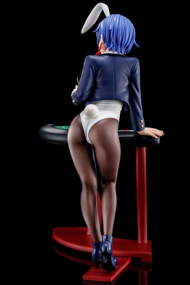 Statua 1/6 del Maestro di Spada Demoniaca dell'Accademia Excalibur Sakuya Sieglinde con costume da coniglio blu lapislazzuli e sistema di gimmick Nip Slip da 25 cm