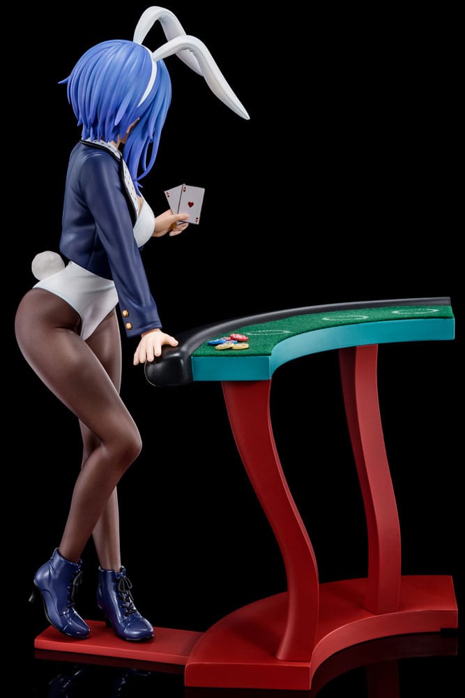 Statua 1/6 del Maestro di Spada Demoniaca dell'Accademia Excalibur Sakuya Sieglinde con costume da coniglio blu lapislazzuli e sistema di gimmick Nip Slip da 25 cm