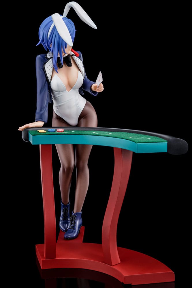 Statua 1/6 del Maestro di Spada Demoniaca dell'Accademia Excalibur Sakuya Sieglinde con costume da coniglio blu lapislazzuli e sistema di gimmick Nip Slip da 25 cm