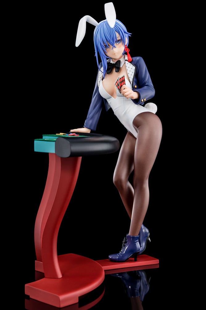 Statua 1/6 del Maestro di Spada Demoniaca dell'Accademia Excalibur Sakuya Sieglinde con costume da coniglio blu lapislazzuli e sistema di gimmick Nip Slip da 25 cm
