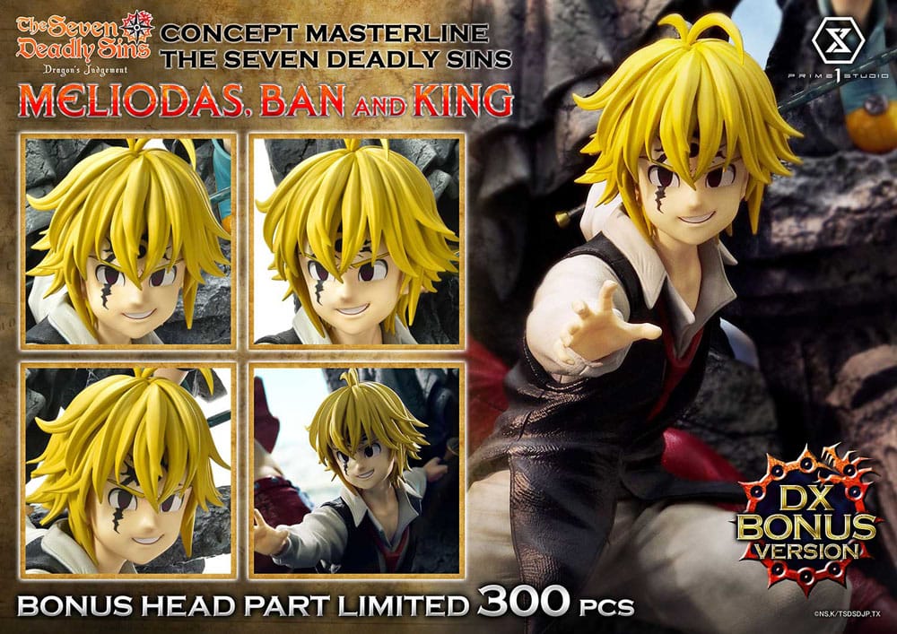 Statua della serie Masterline Concept dei sette peccati capitali Meliodas, Ban e King Deluxe Bonus Version 55 cm