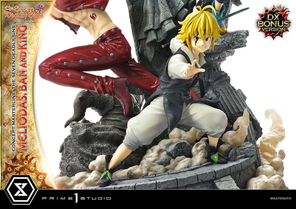 Statua della serie Masterline Concept dei sette peccati capitali Meliodas, Ban e King Deluxe Bonus Version 55 cm