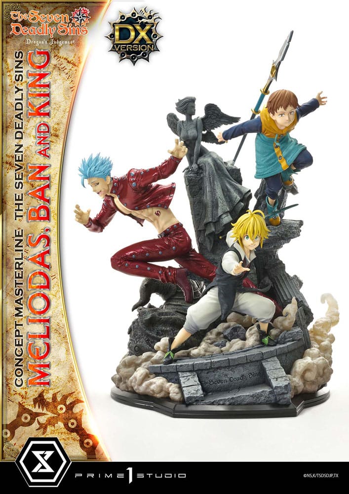 Statua della serie Masterline Concept dei sette peccati capitali Meliodas, Ban e King Deluxe Bonus Version 55 cm