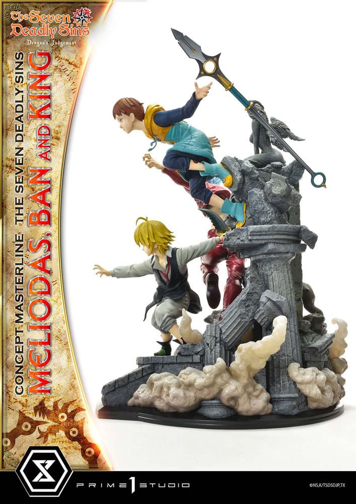 Statua della serie Masterline Concept dei sette peccati capitali Meliodas, Ban e King Deluxe Bonus Version 55 cm