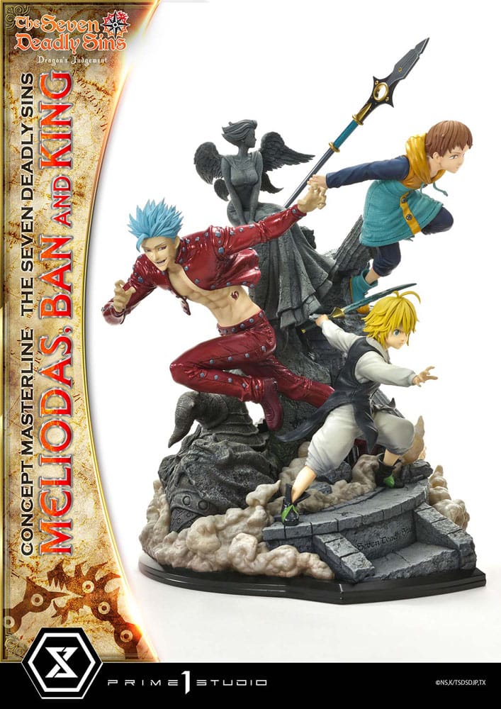 Statua della serie Masterline Concept dei sette peccati capitali Meliodas, Ban e King Deluxe Bonus Version 55 cm