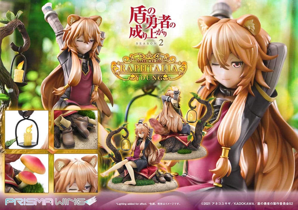 Statua in PVC Prisma Wing della seconda stagione di The Rising of the Shield Hero, 1/7 Raphtalia Young Version, 15 cm