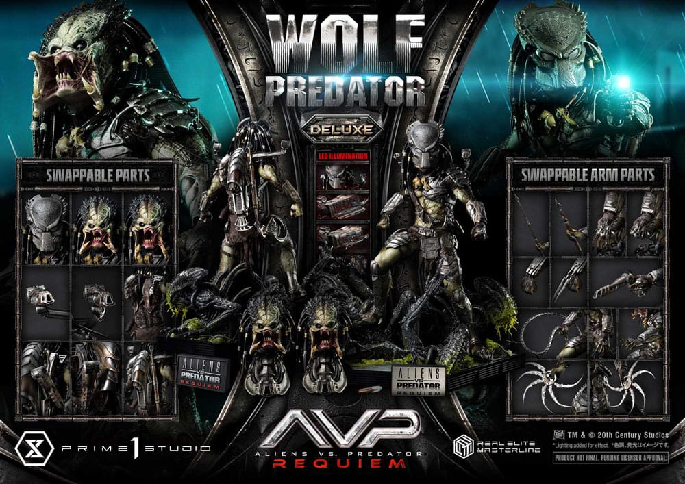 Alien vs. Predator Real Elite Masterline Series Statue 1/3 Requiem Wolf Predator Deluxe Bonus Ver. 95 cm