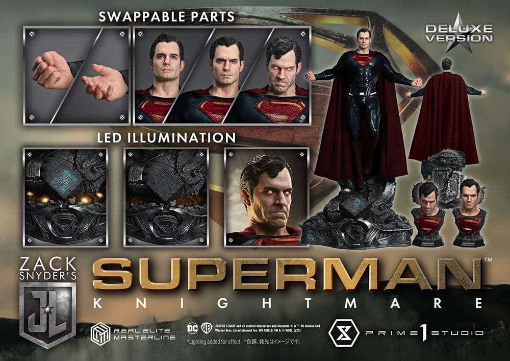 Statua della serie Masterline Real Elite Justice League di Zack Snyder, 1/3, Superman Knightmare Color Edition Deluxe Ver. 95 centimetri