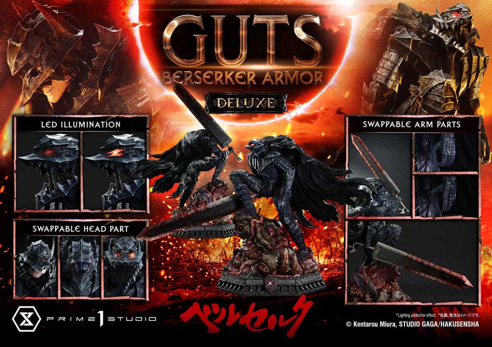 Berserk Ultimate Premium Masterline Series 1/4 Guts Statue, Berserker Armor Grunbeld vs. Guts Deluxe Version 94 cm