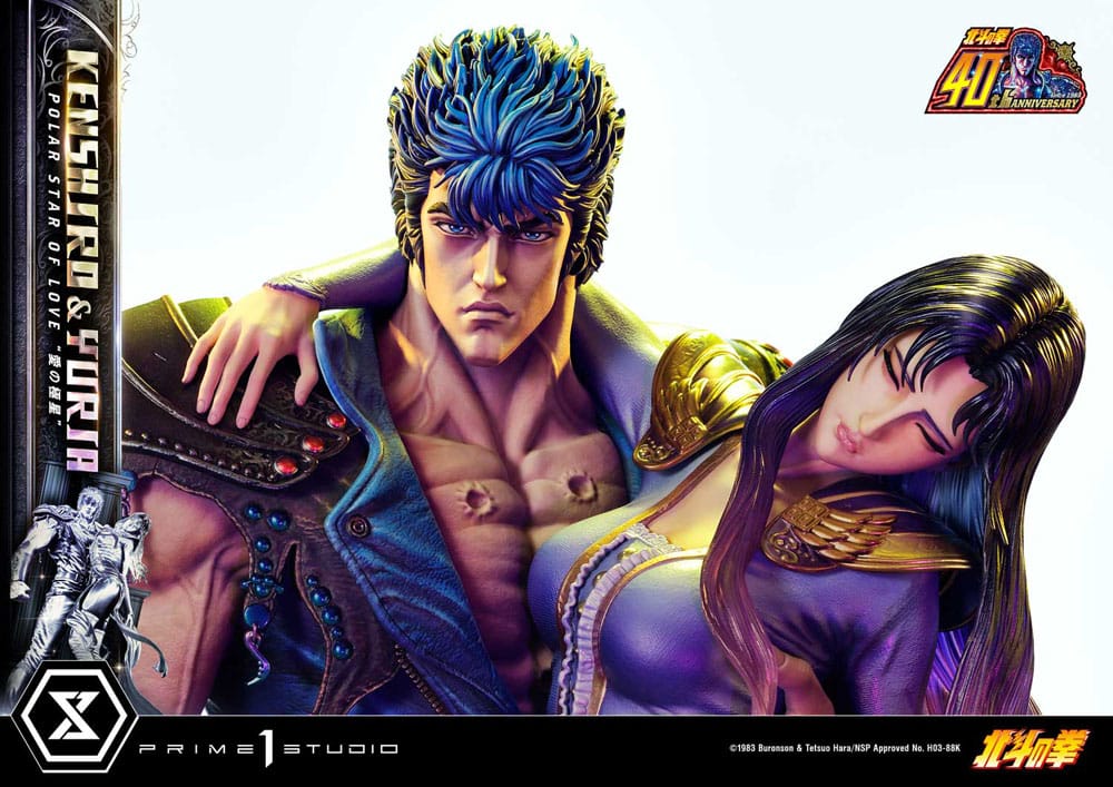 Statua della serie Masterline Premium Ultimate Fist of the North Star, Stella Polare dell'Amore, Kenshiro e Yuria, versione bonus da 71 cm