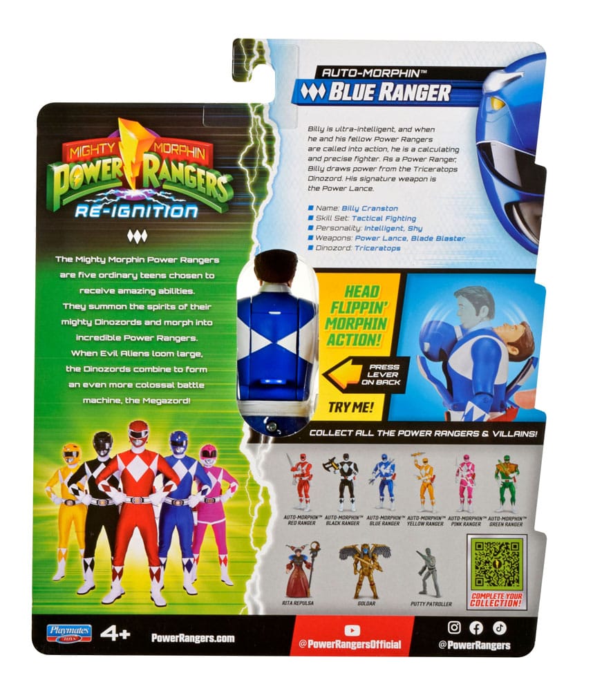 Mighty Morphin Power Rangers Action Figure Auto-Morphin Blue Ranger 12 cm