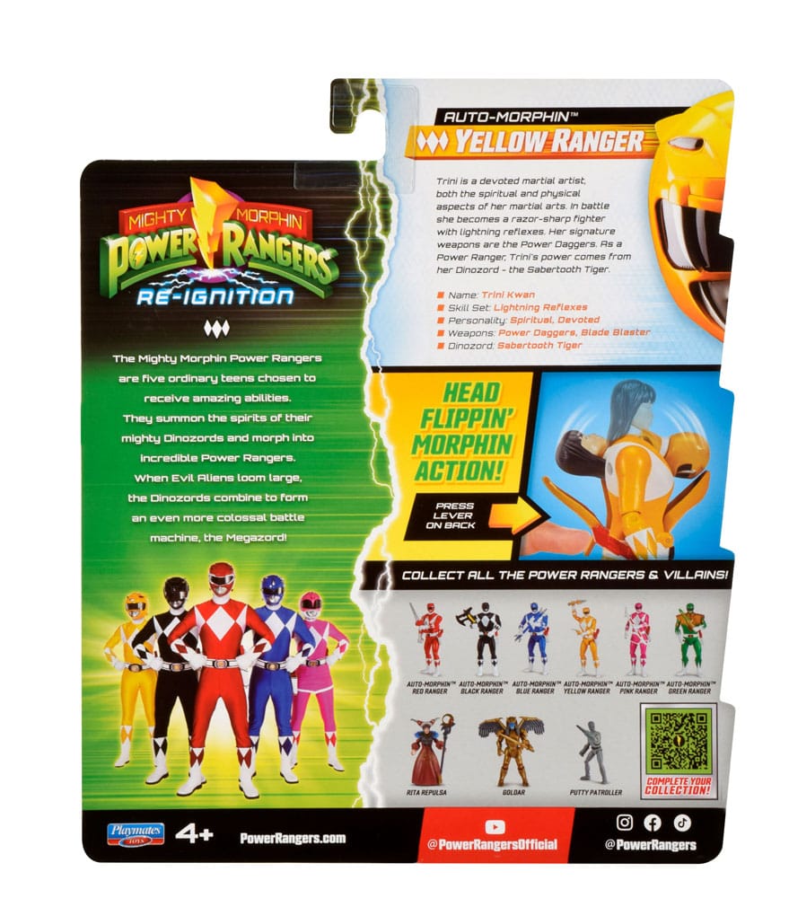 Mighty Morphin Power Rangers Action Figure Auto-Morphin Yellow Ranger 12 cm