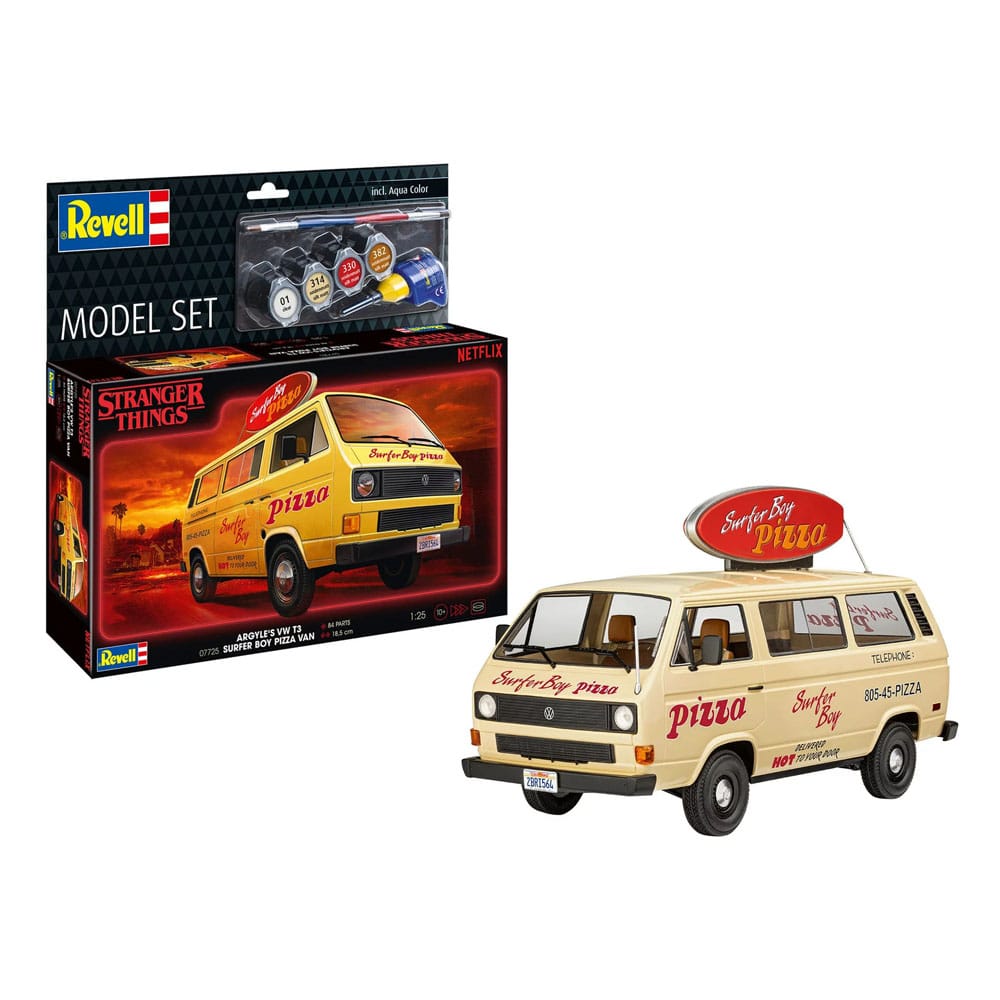 Stranger Things Model Kit Set 1/25 VW T3 Bus Surfer Boy (Aqua Color) 19 cm
