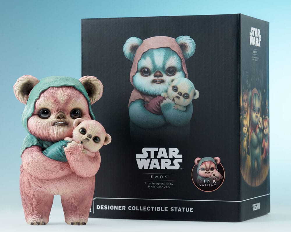 Statua di design di Star Wars Ewok di Mab Graves variante rosa 18 cm