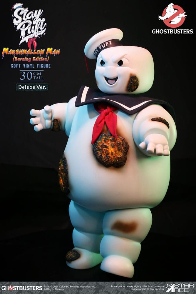 Statua in vinile morbido Ghostbusters Stay Puft Marshmallow Man Burnign Edition Versione Deluxe 30 cm
