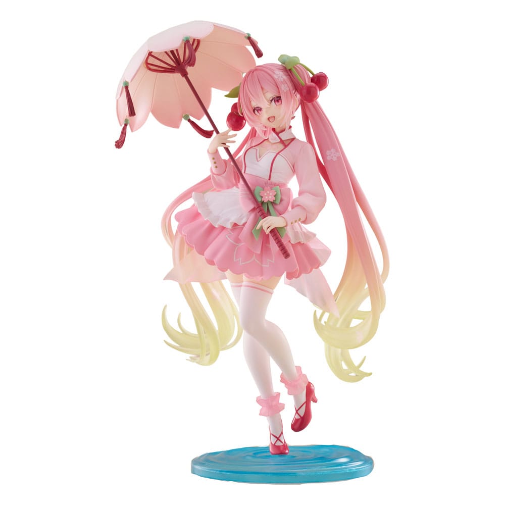 Hatsune Miku AMP PVC Statue Newley Written Sakura Miku Sakura Dress Ver. 21 cm