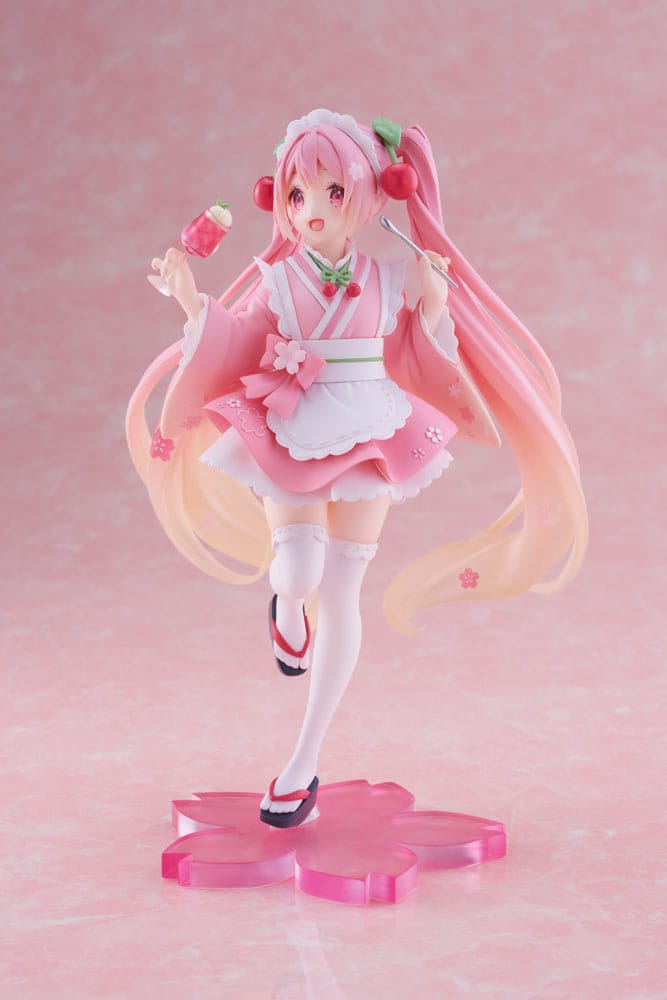 Hatsune Miku PVC Statue Newley Written Sakura Miku Japanese Cafe Ver. Reissue 18 cm