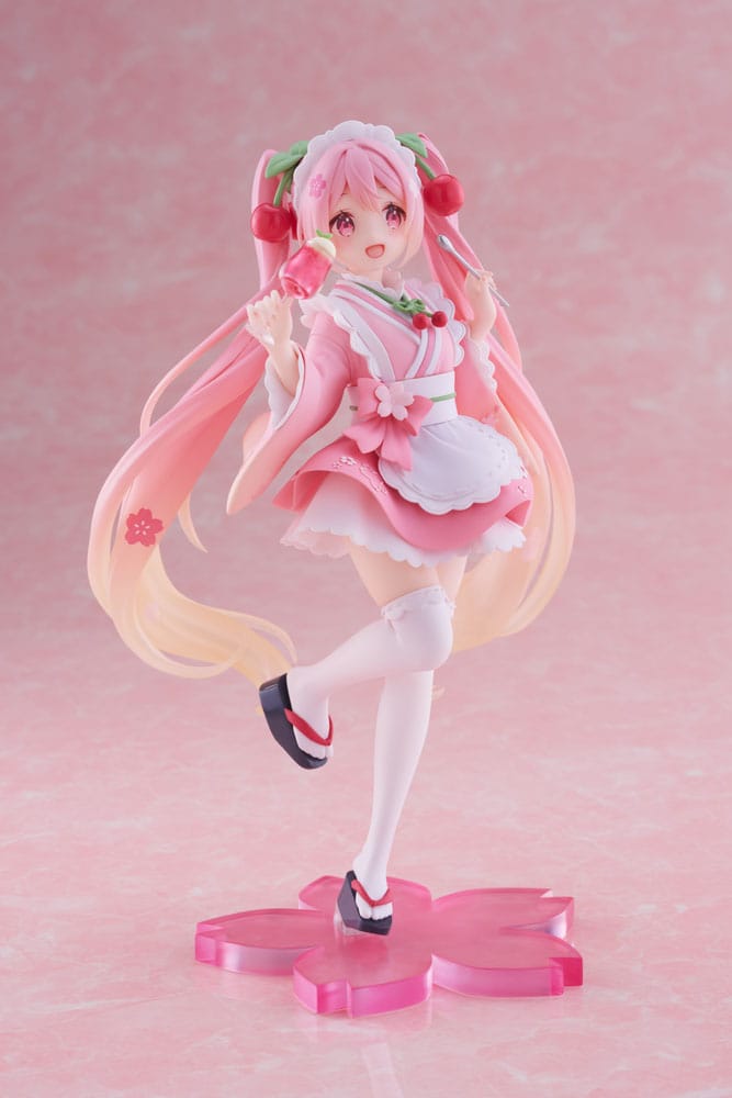 Hatsune Miku PVC Statue Newley Written Sakura Miku Japanese Cafe Ver. Reissue 18 cm