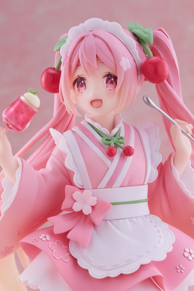 Hatsune Miku PVC Statue Newley Written Sakura Miku Japanese Cafe Ver. Reissue 18 cm