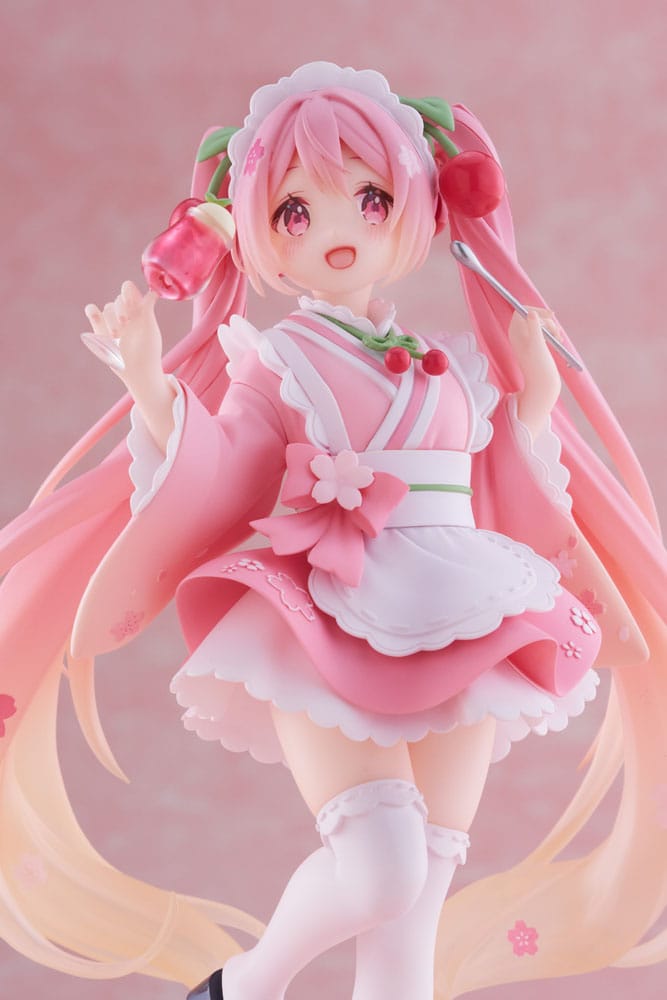 Hatsune Miku PVC Statue Newley Written Sakura Miku Japanese Cafe Ver. Reissue 18 cm