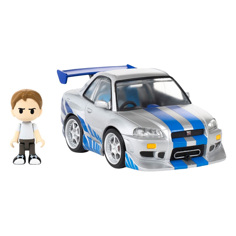 Fast &amp; Furious Q-Village Vehicle with Nissan Skyline GT-R (R34) 9cm minifigure