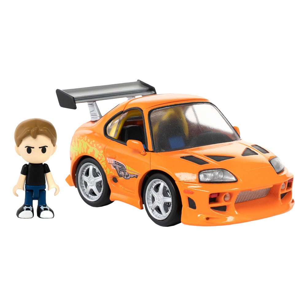Fast &amp; Furious Q-Village Vehicle with Toyota Supra JZA80 9cm Minifigure