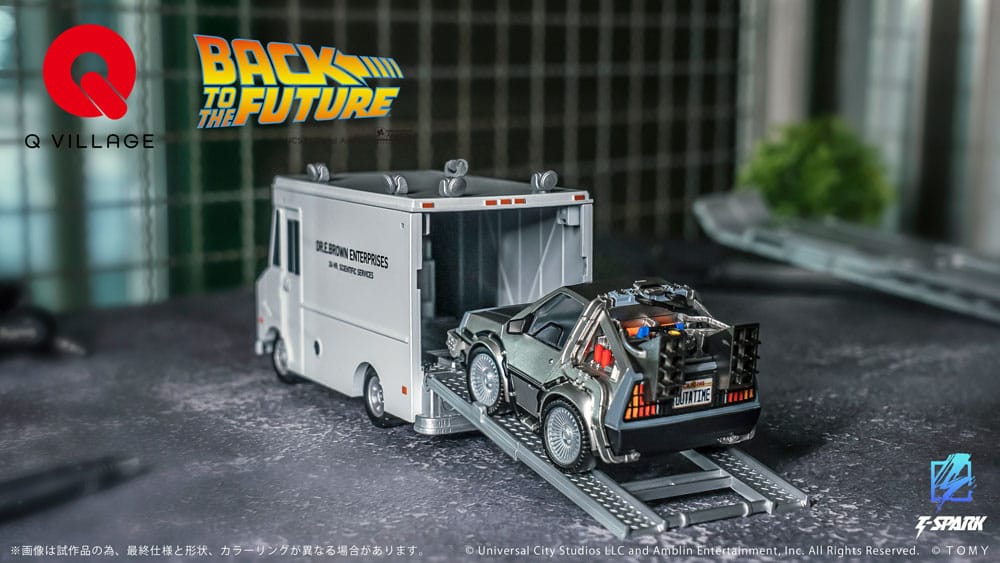 Back to the Future Q-Village Vehicles with mini-figures Time Machine Deluxe Set 9 cm