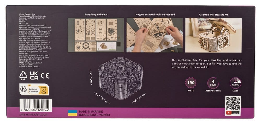 Ugears Wooden Model Kit Treasure Box